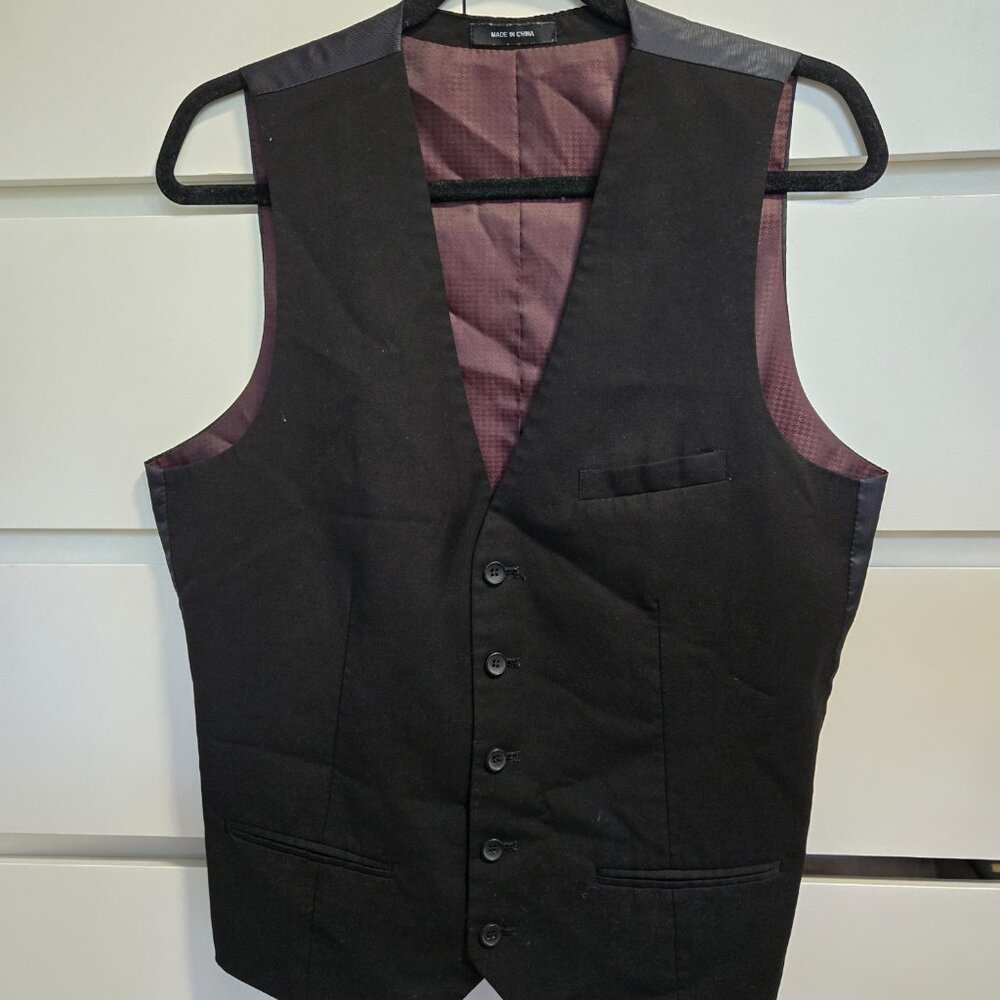 Cedarwood state men's satin burgundy and black formal vest M
